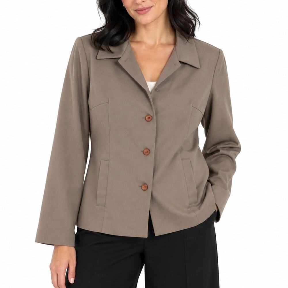 Topy 1990s Vintage Taupe Tan Blazer Jacket Neutral Large